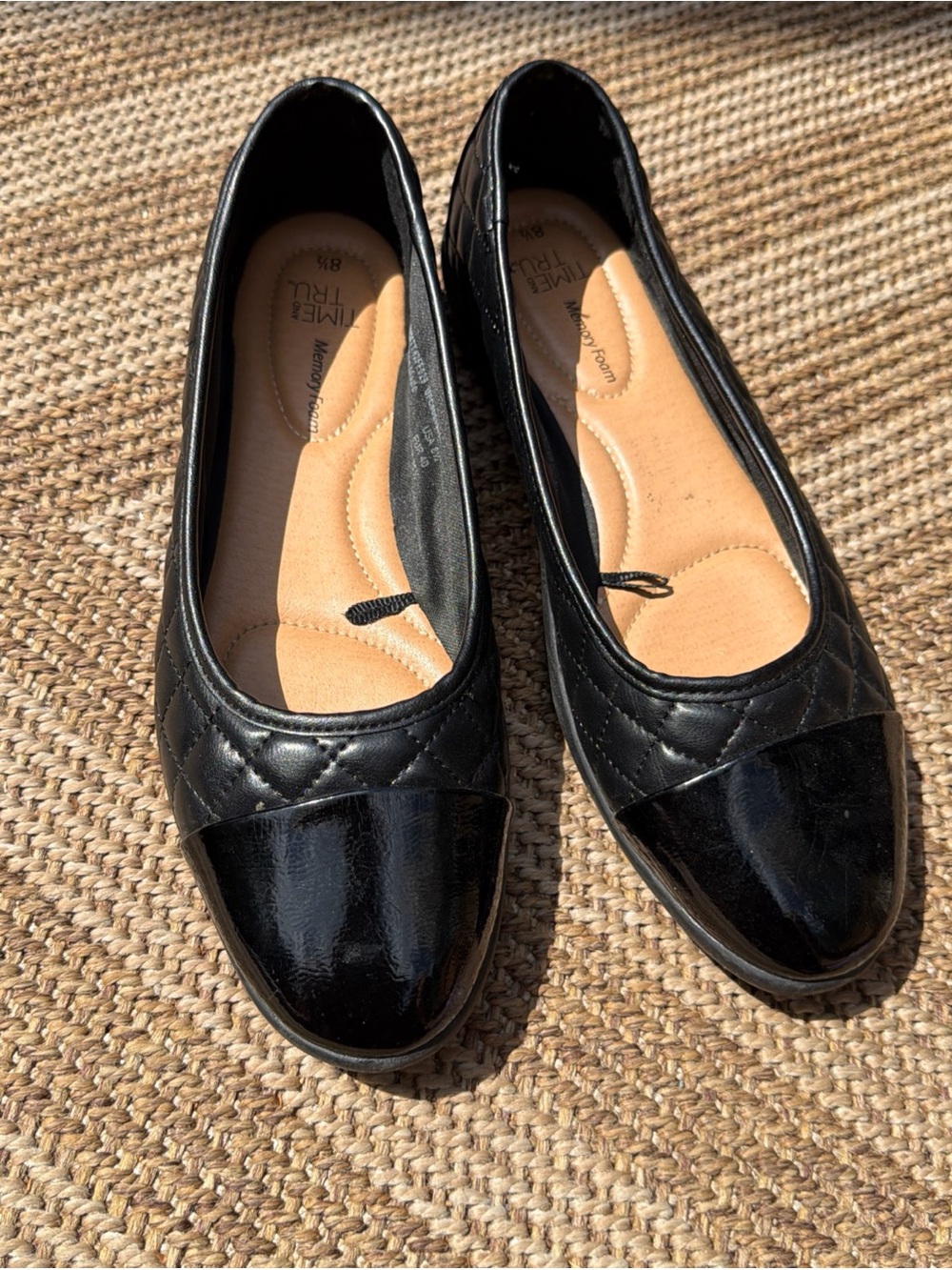 Time and True Ladies Quilted Memory Foam Black size 8.5